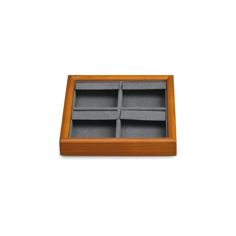 Plateau Bijoux Bois Massif Tiroir Rangement – modèle Plateau Boucles Gris