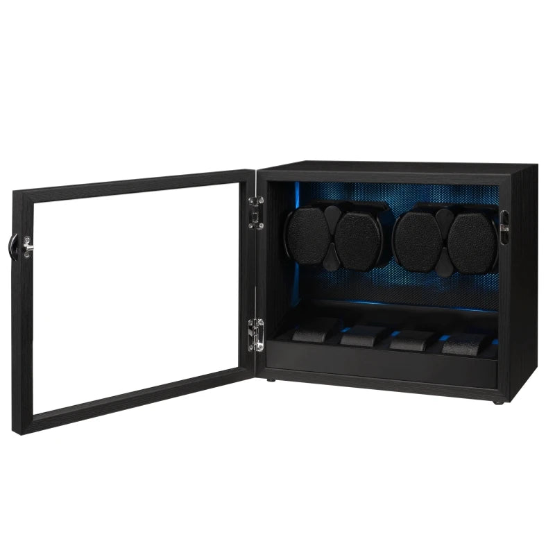 Coffre Fort Montre Bois Rotatif Remontoir LED