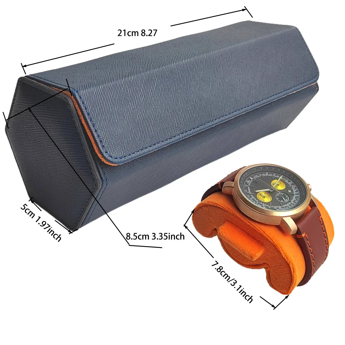 Boîte à Montres Cuir Hexagonale Texturée