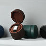 Boîte Montre Cuir Voyage Ronde Compact