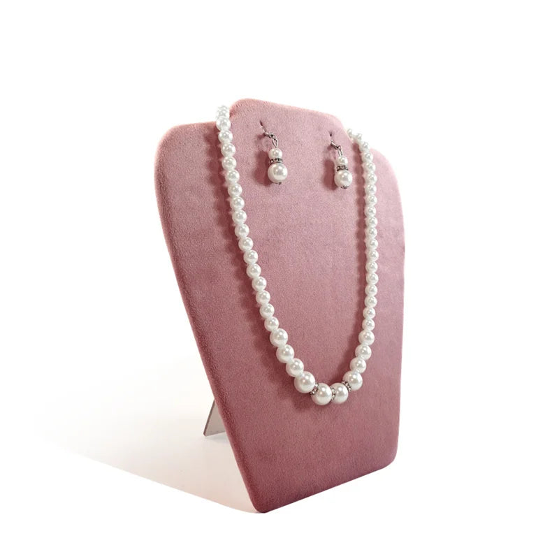 Présentoir Collier Velours Plat Rose Tendre
