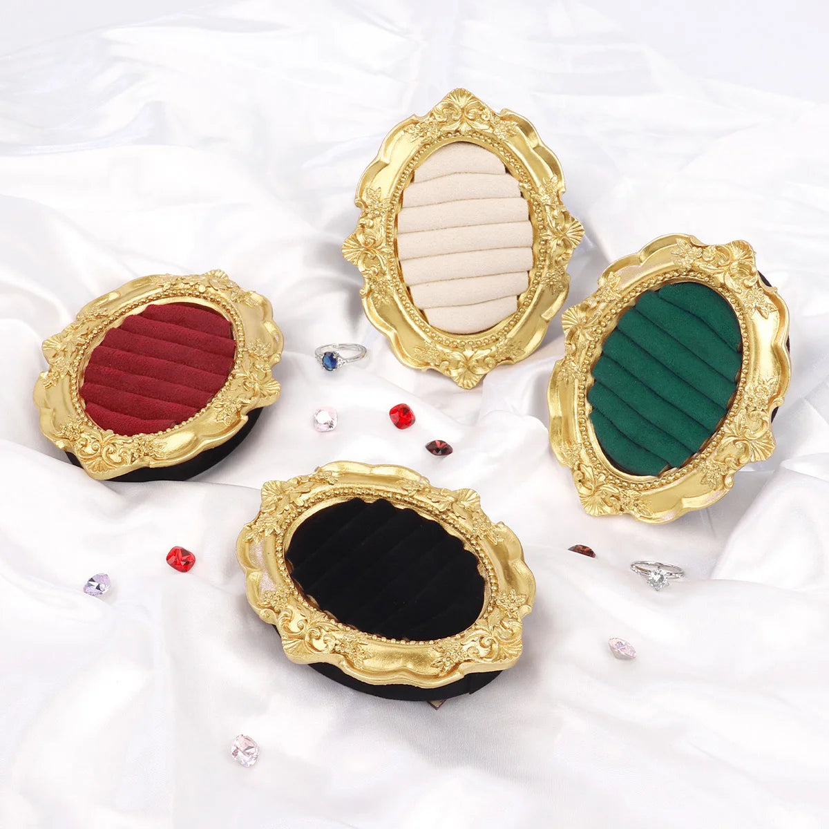 Plateau Bague Velours Vintage Boucles