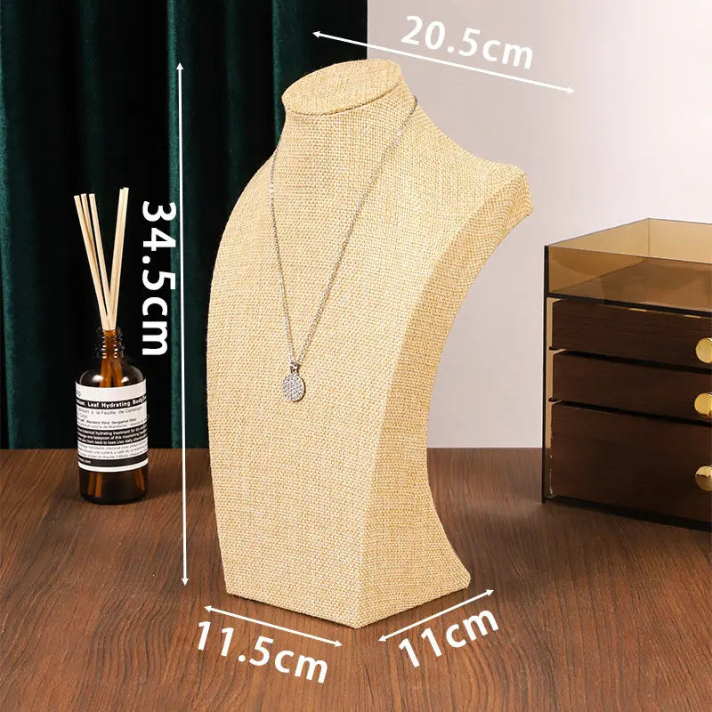 Présentoir Collier Coton Lin Beige