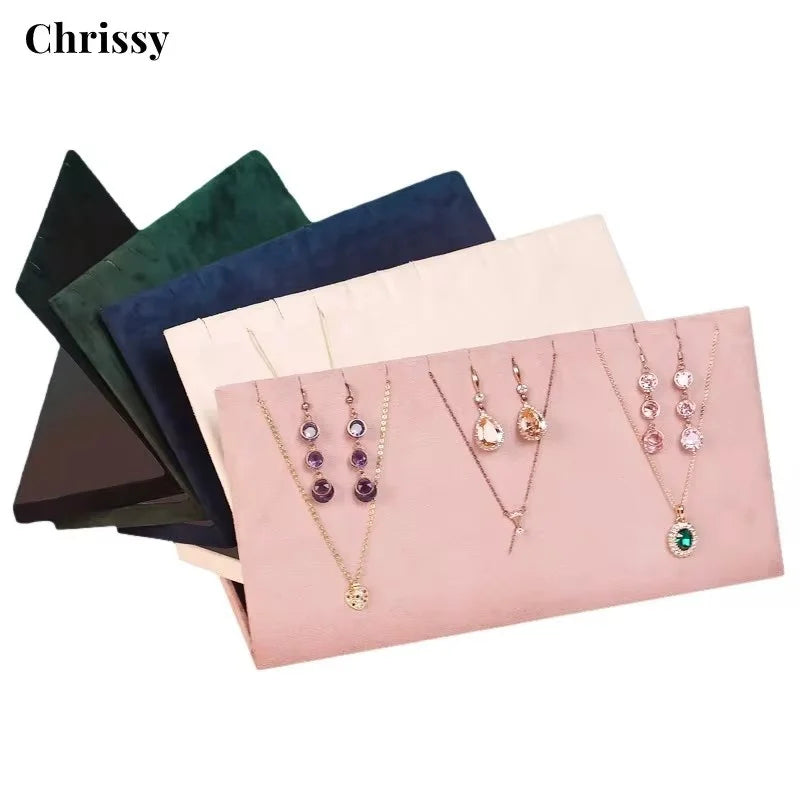 Présentoir Collier Velours Noir Beige Rose