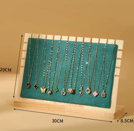 Présentoir Collier Bois Simili Cuir Plat
