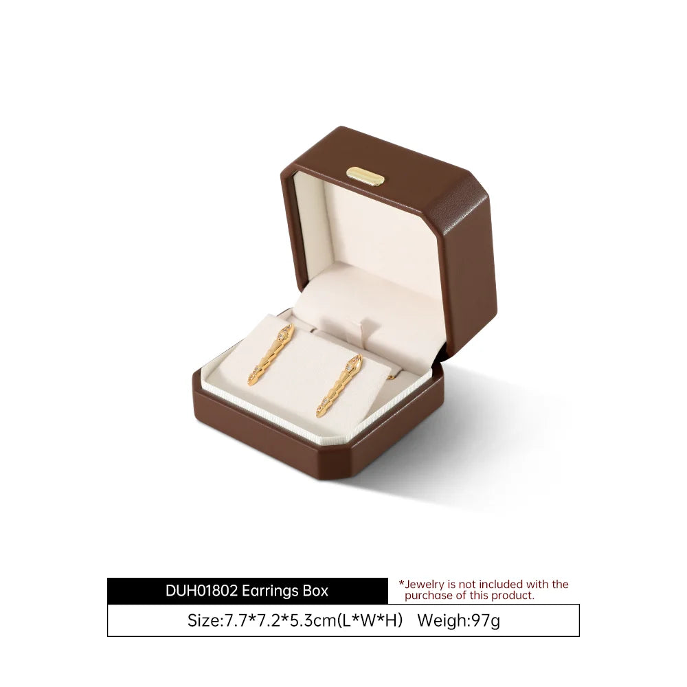Boîte Cuir Bijoux Bague Boucle Oreille Coffret Cadeau