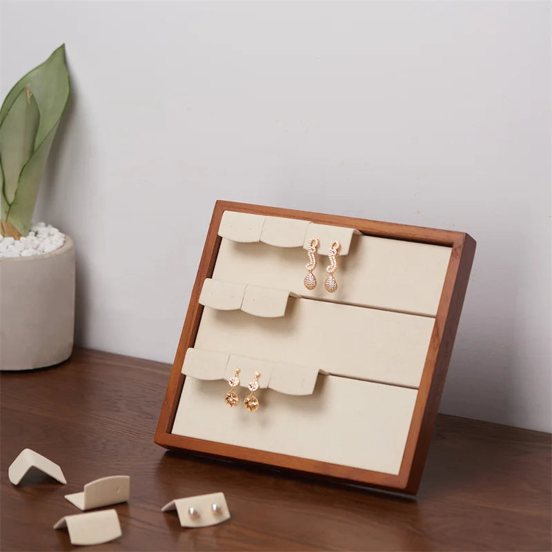 Présentoir Boucle d'Oreille Bois Premium Or