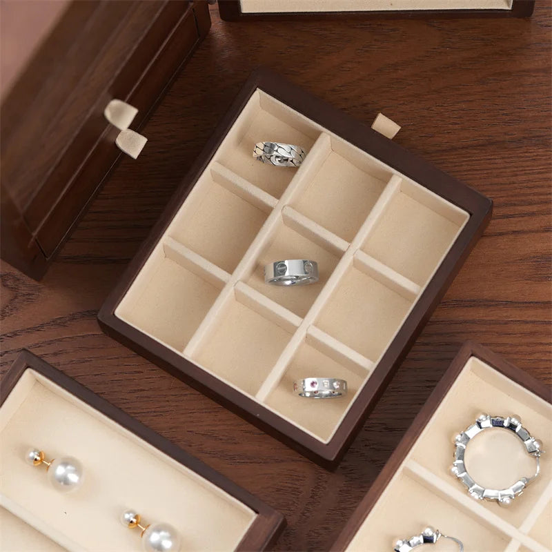 Boîte Bijoux Bois Bagues Bracelets Magnétique