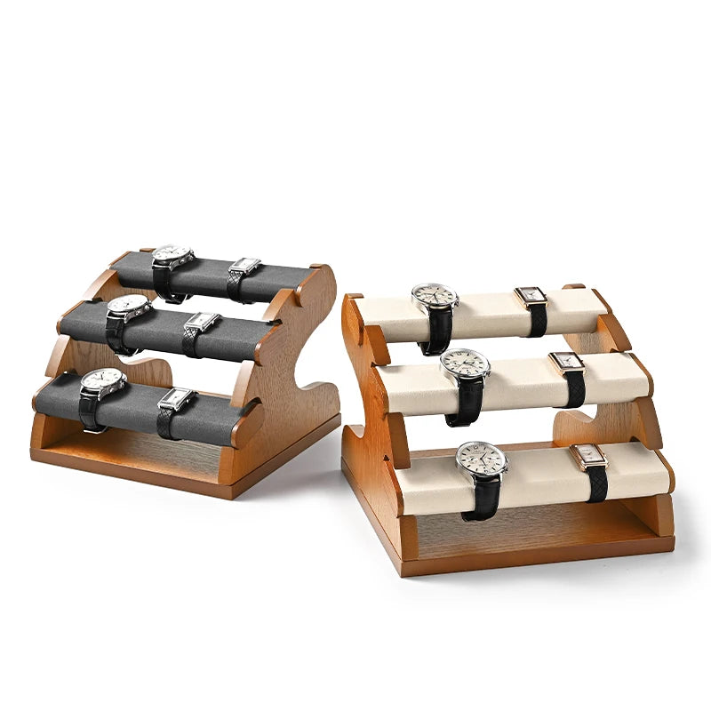 Présentoir Montre Bois 3 Couches Grande Capacité