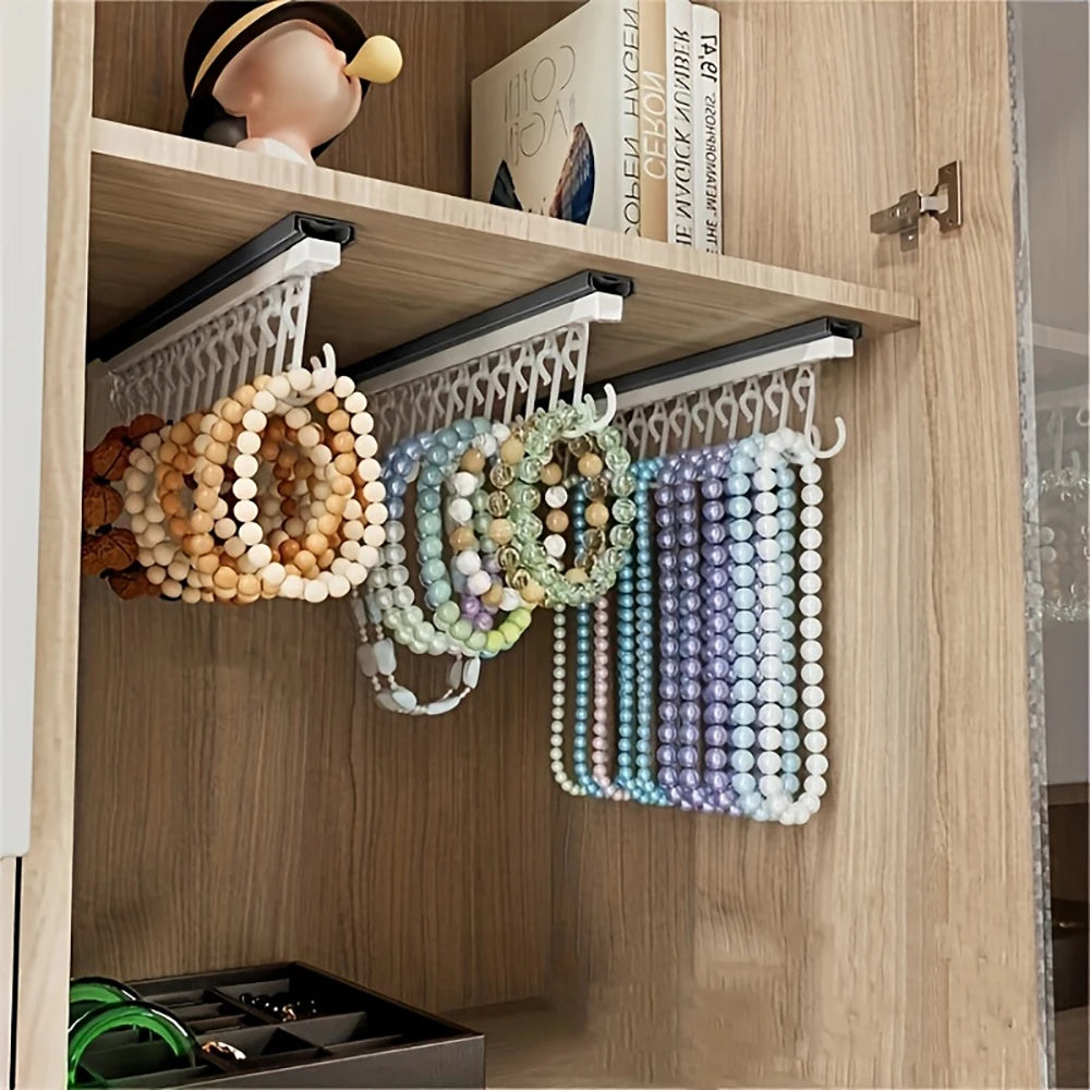 Présentoir Collier Mural Métal Blanc Crochet