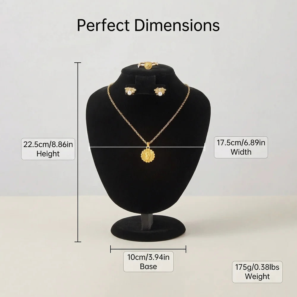 Présentoir Collier Velours 22cm Noir Blanc