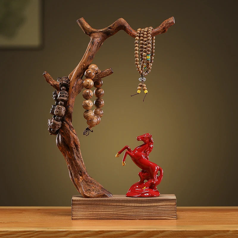 Présentoir Collier Bois Vintage Animal