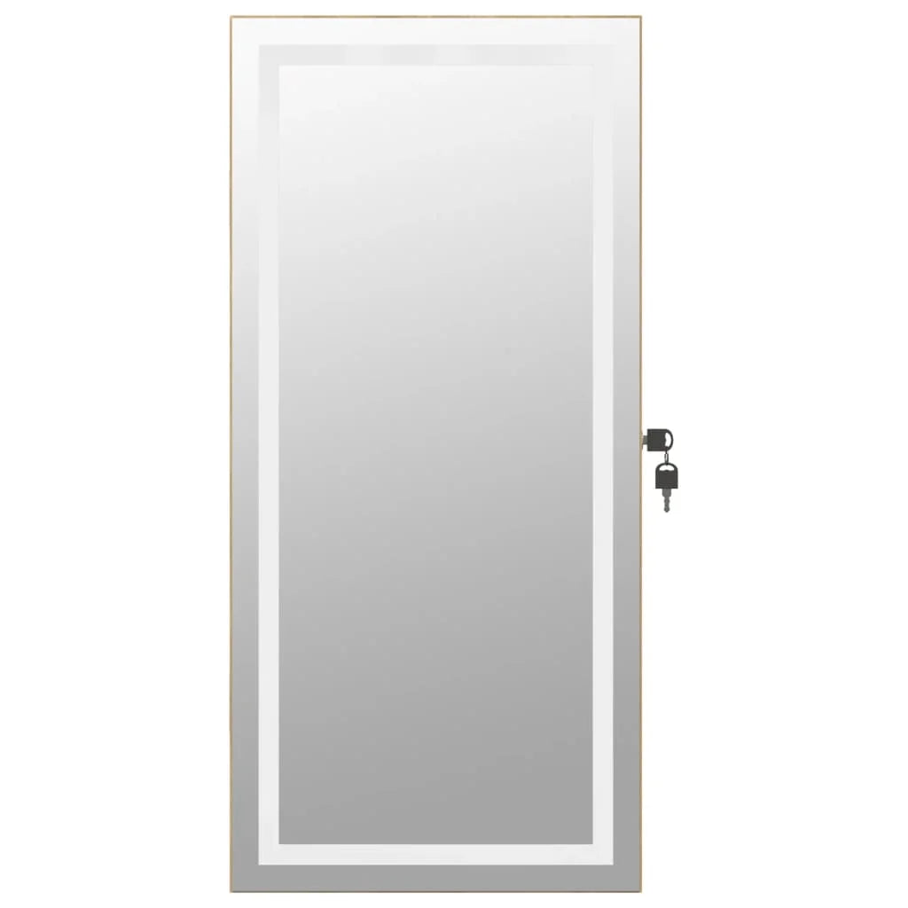 Boîte Bijoux Bois Murale LED Miroir Sécurisée