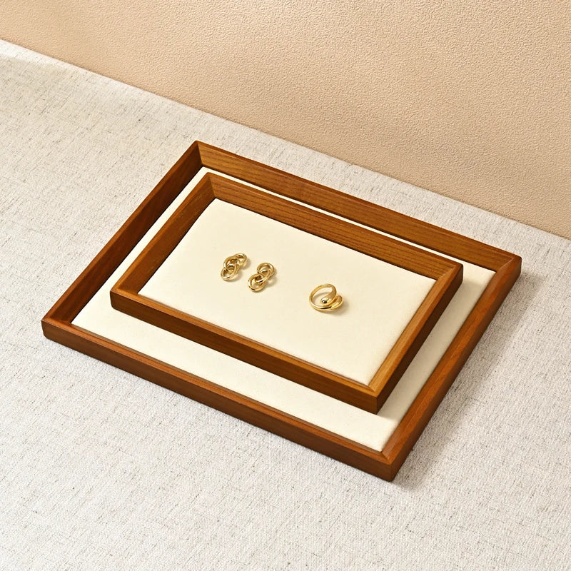 Plateau Bijoux Bois Anneaux Compartiments