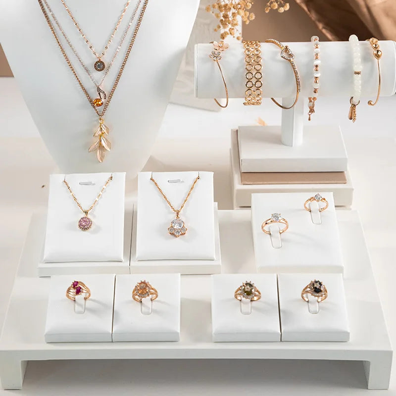 Présentoir Bijoux Cuir Blanc Multifonction