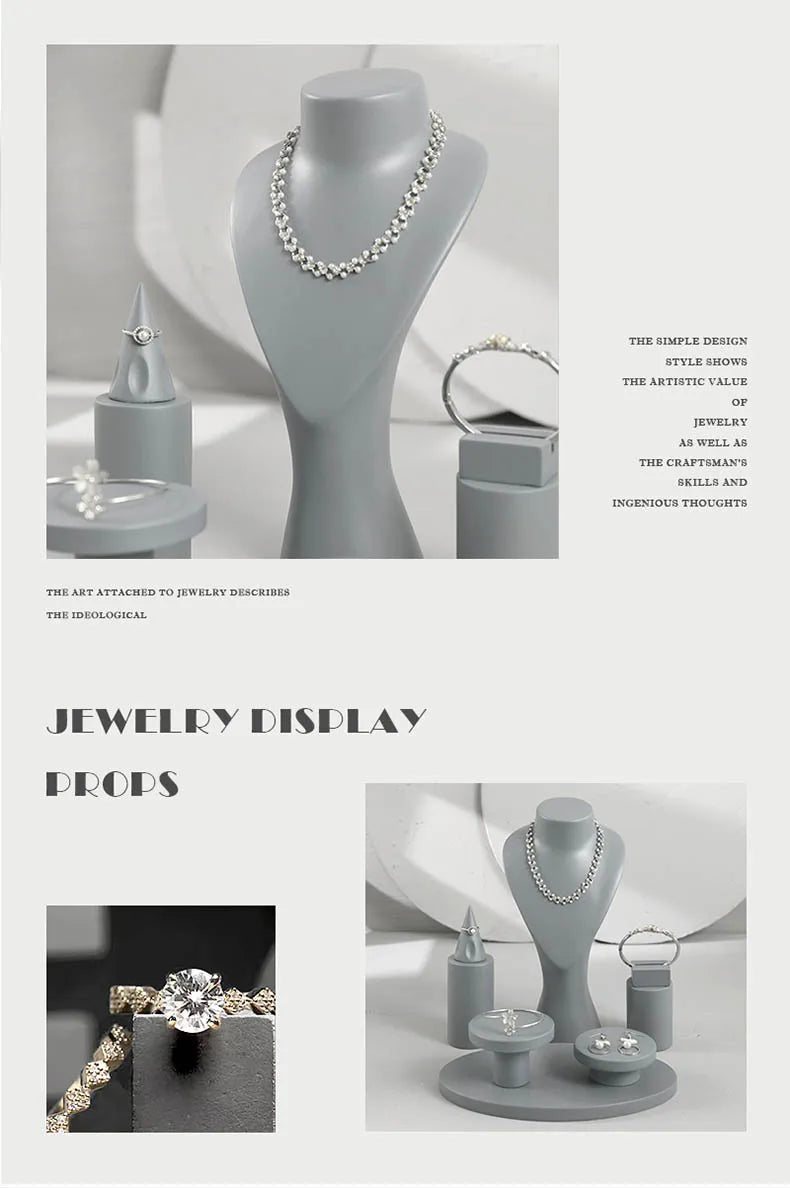 Buste Collier Velours Gris Long Sautoir