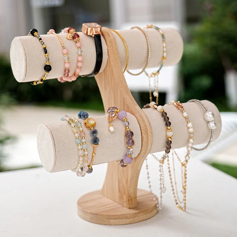 Présentoir Bracelet Bois Double Étage Montre