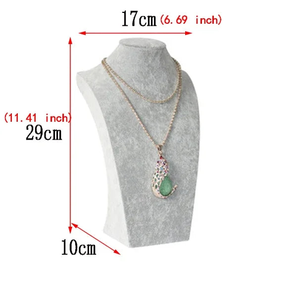 Buste Collier Velours Gris Présentoir Bijoux