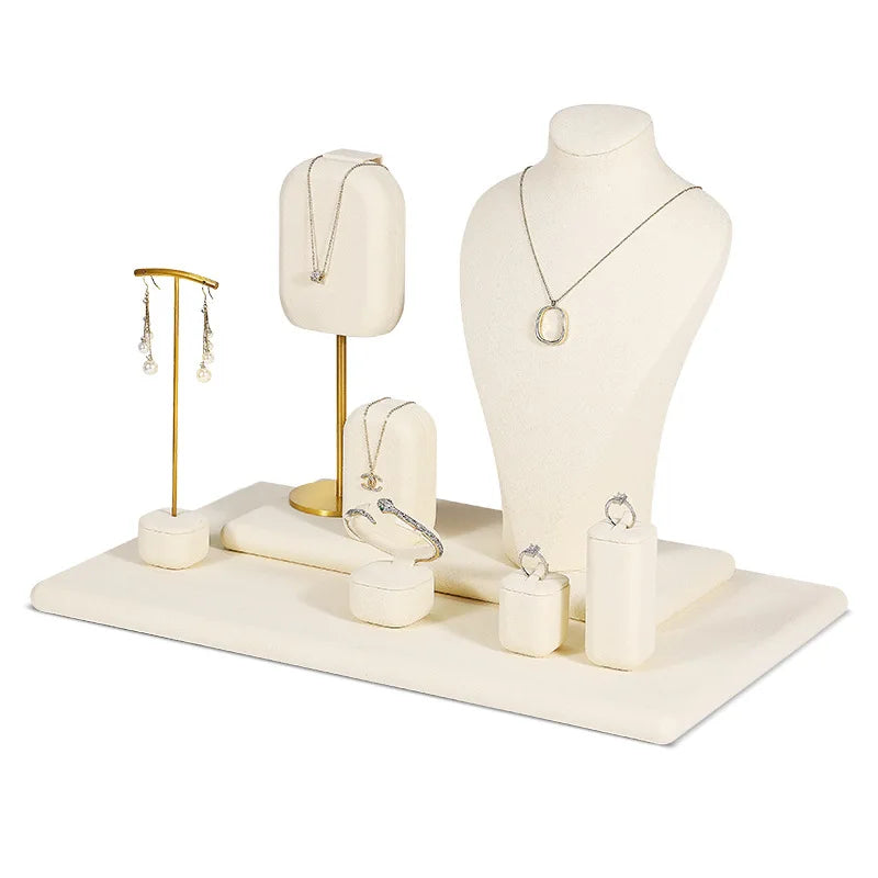 Présentoir Bijoux Daim Beige Multifonction