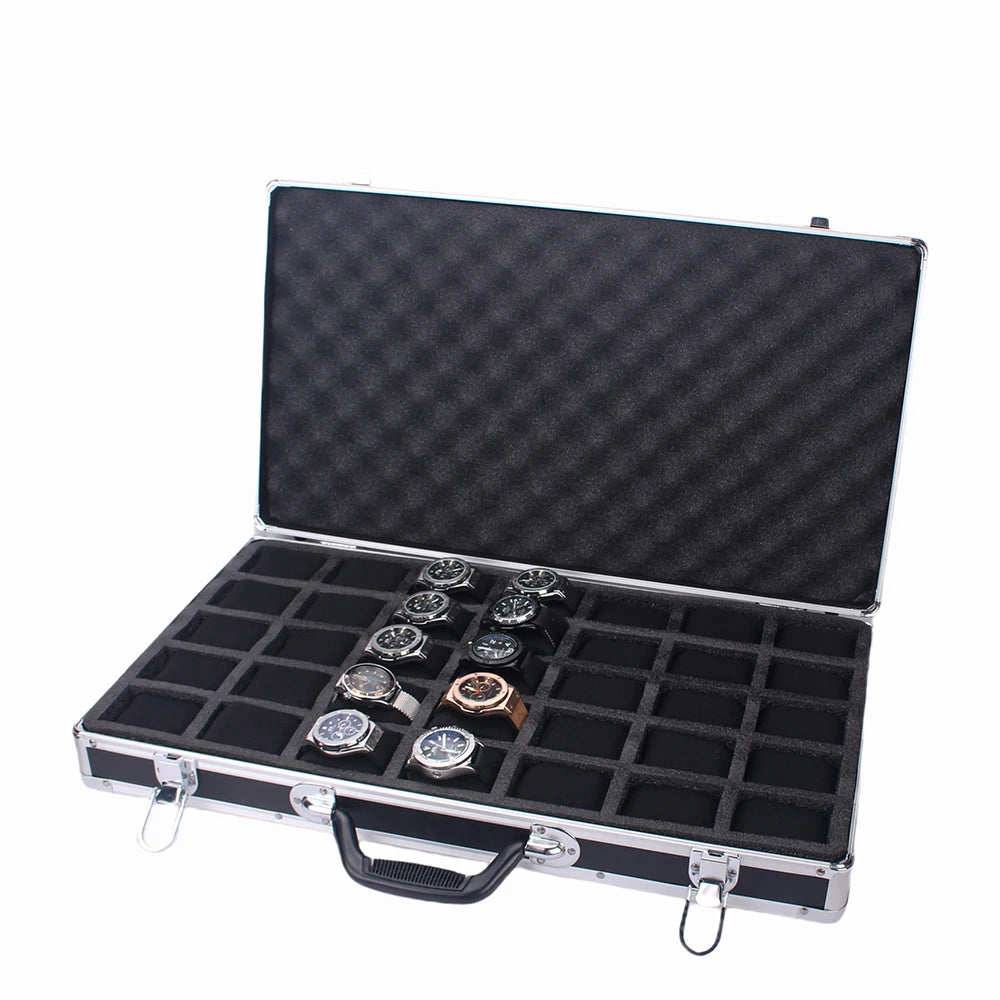 Mallette Montre Aluminium 35 Compartiments Voyage