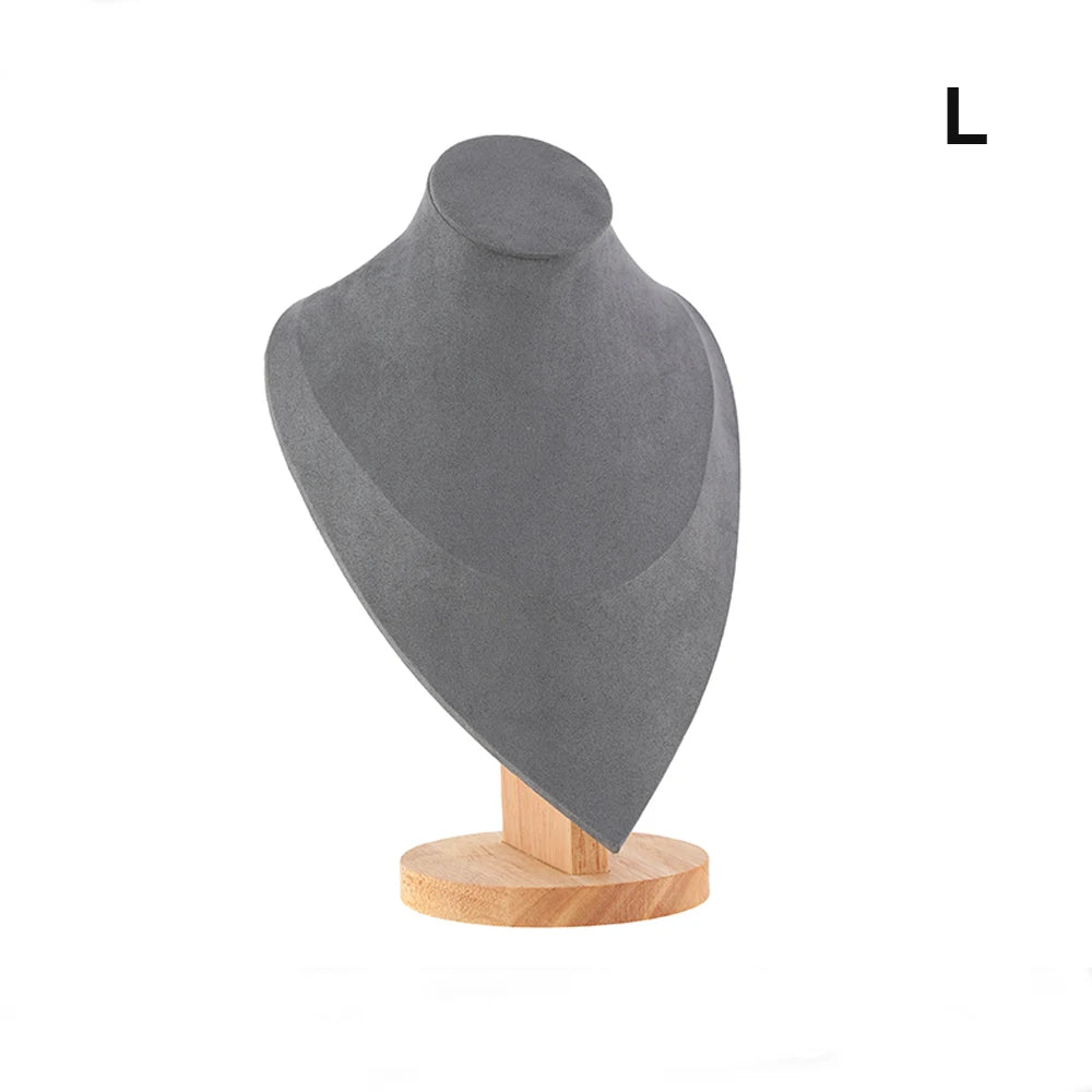 Buste Bijoux Velours Base Bois Mannequin