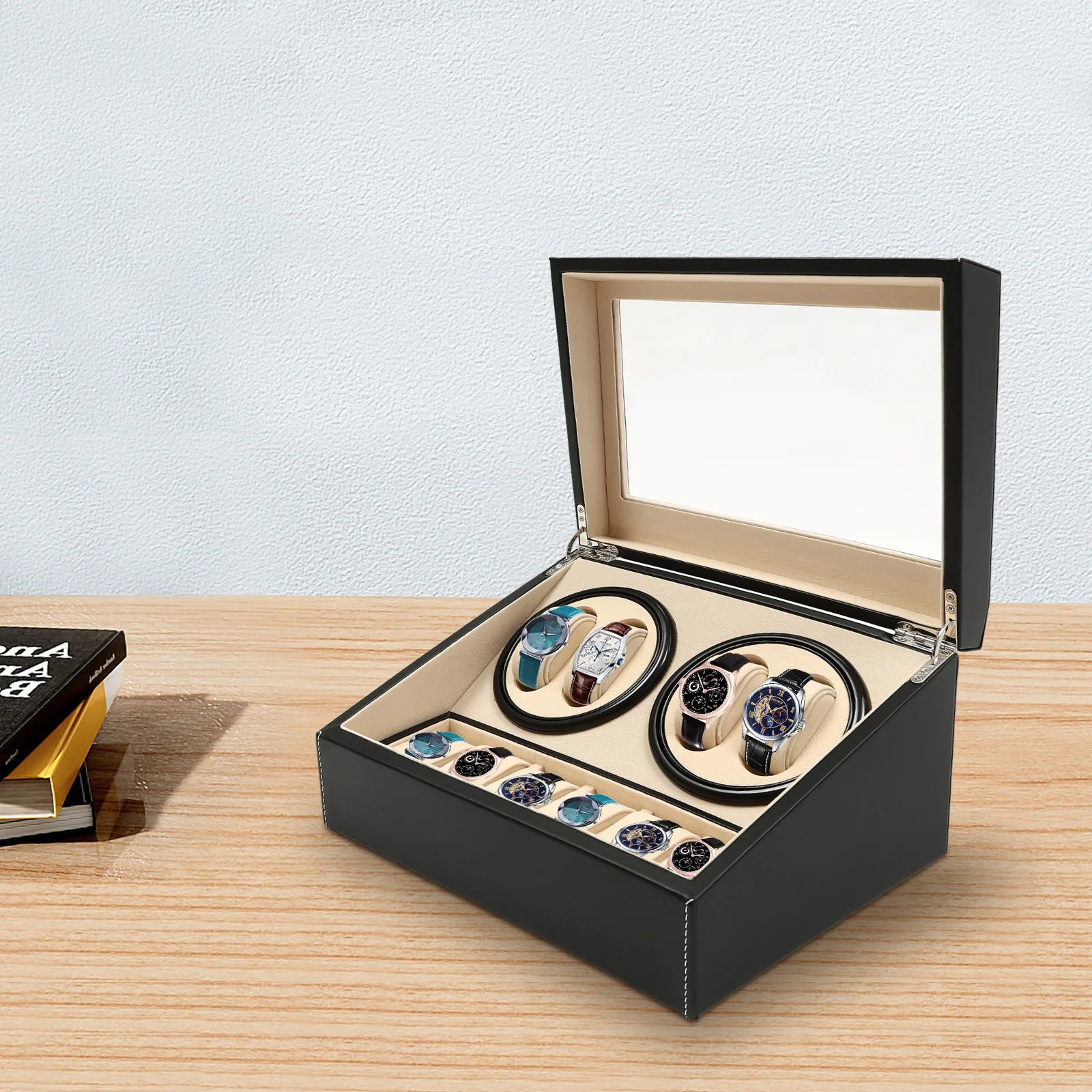 Coffre Fort Montre Cuir Remontoir Automatique Rotatif