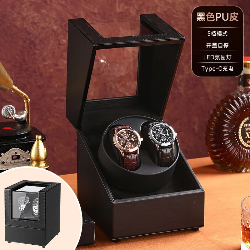 Remontoir Montre Cuir Double 2 Slots Silencieux