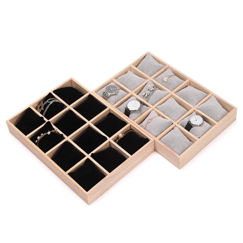 Présentoir Montre Bois Massif 12 Coussins