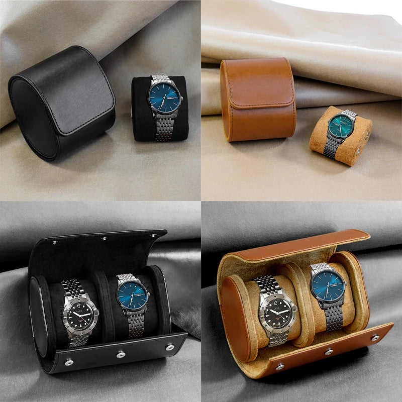 Étui Montre Cuir Voyage Rouleau 3 Emplacements