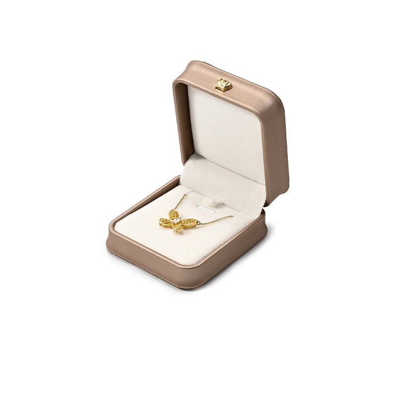 Boîte Bijoux Cuir Doré Coffret Mariage Premium