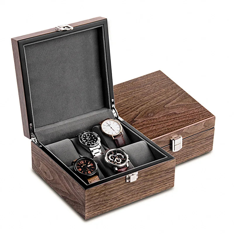 Coffret Montres Bois Noyer Vitrine 4 à 10 Places