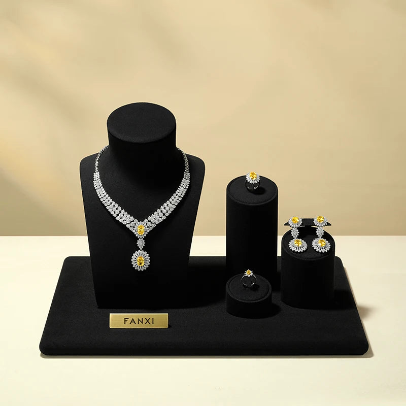 Presentoir Bijoux Noir Microfibre Vitrine Comptoir