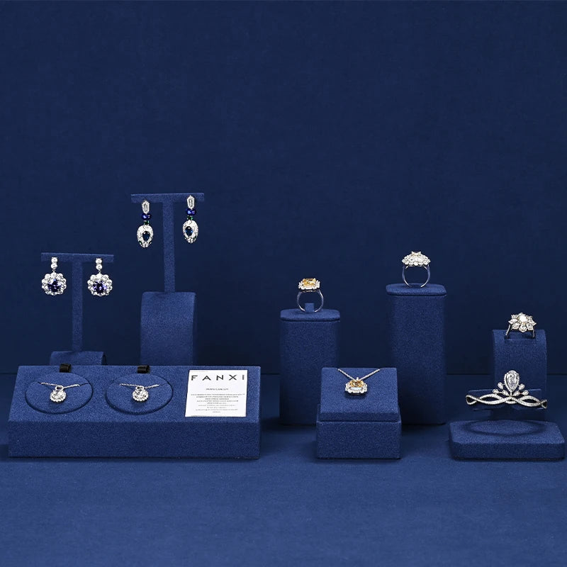 Buste Bijoux Cuir Bleu Modulable Vitrine
