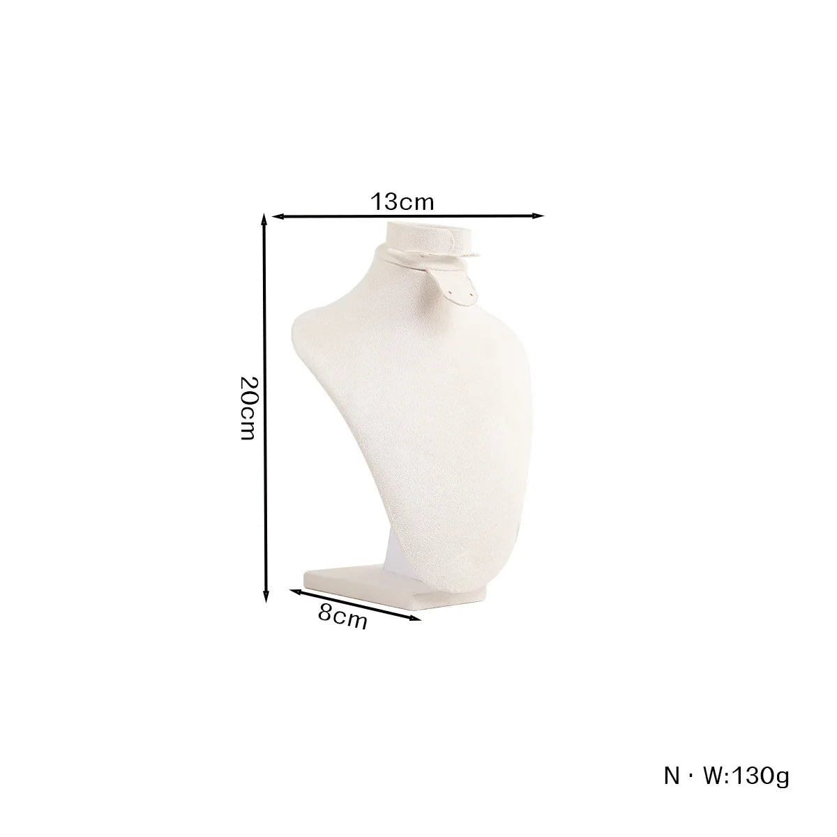 Présentoir Collier Velours Blanc Style