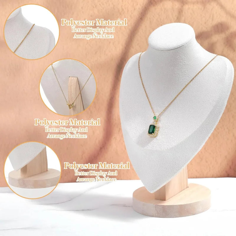 Buste Collier Velours Beige Mannequin Présentoir