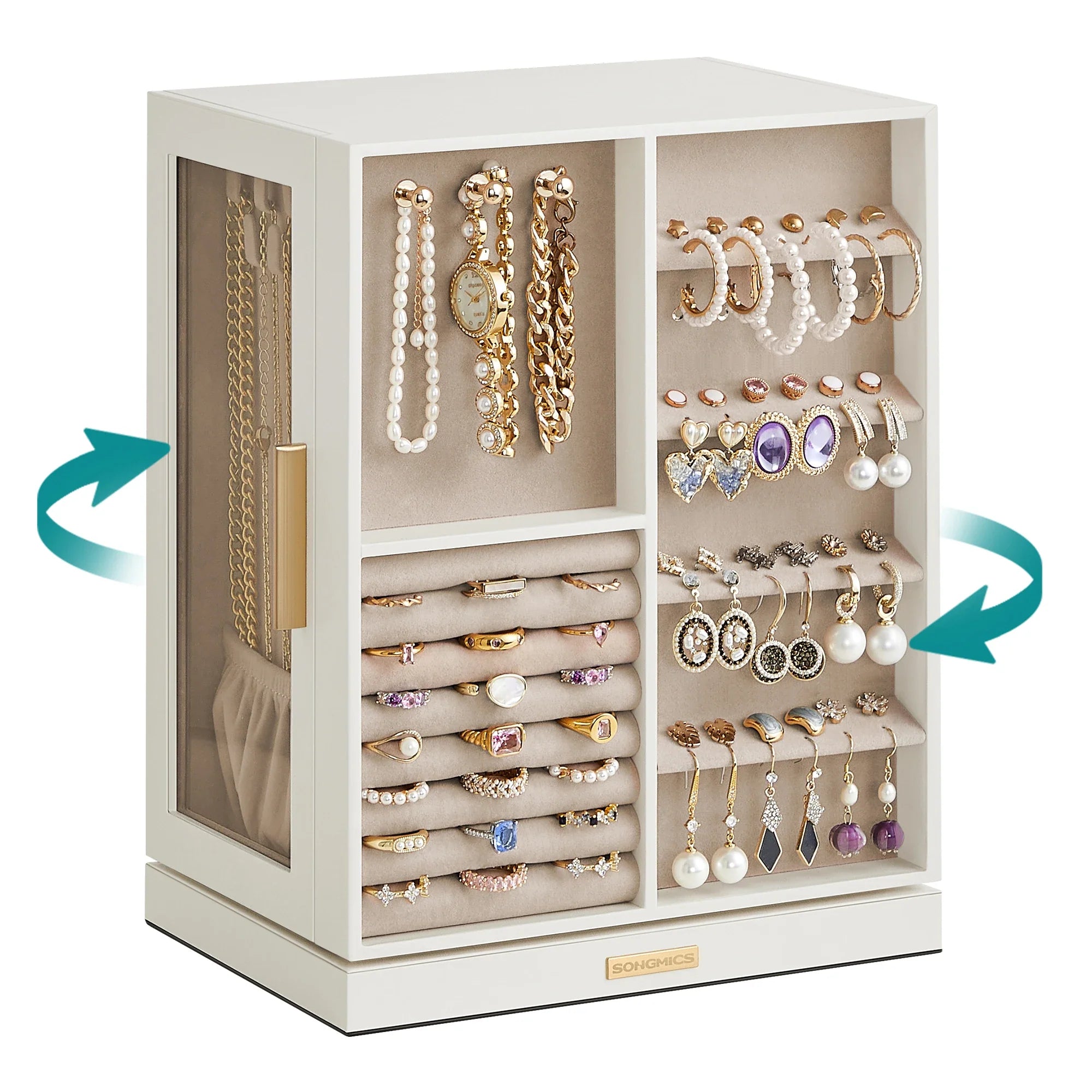 Armoire Bijoux Velours Pivotante 360 Degrés