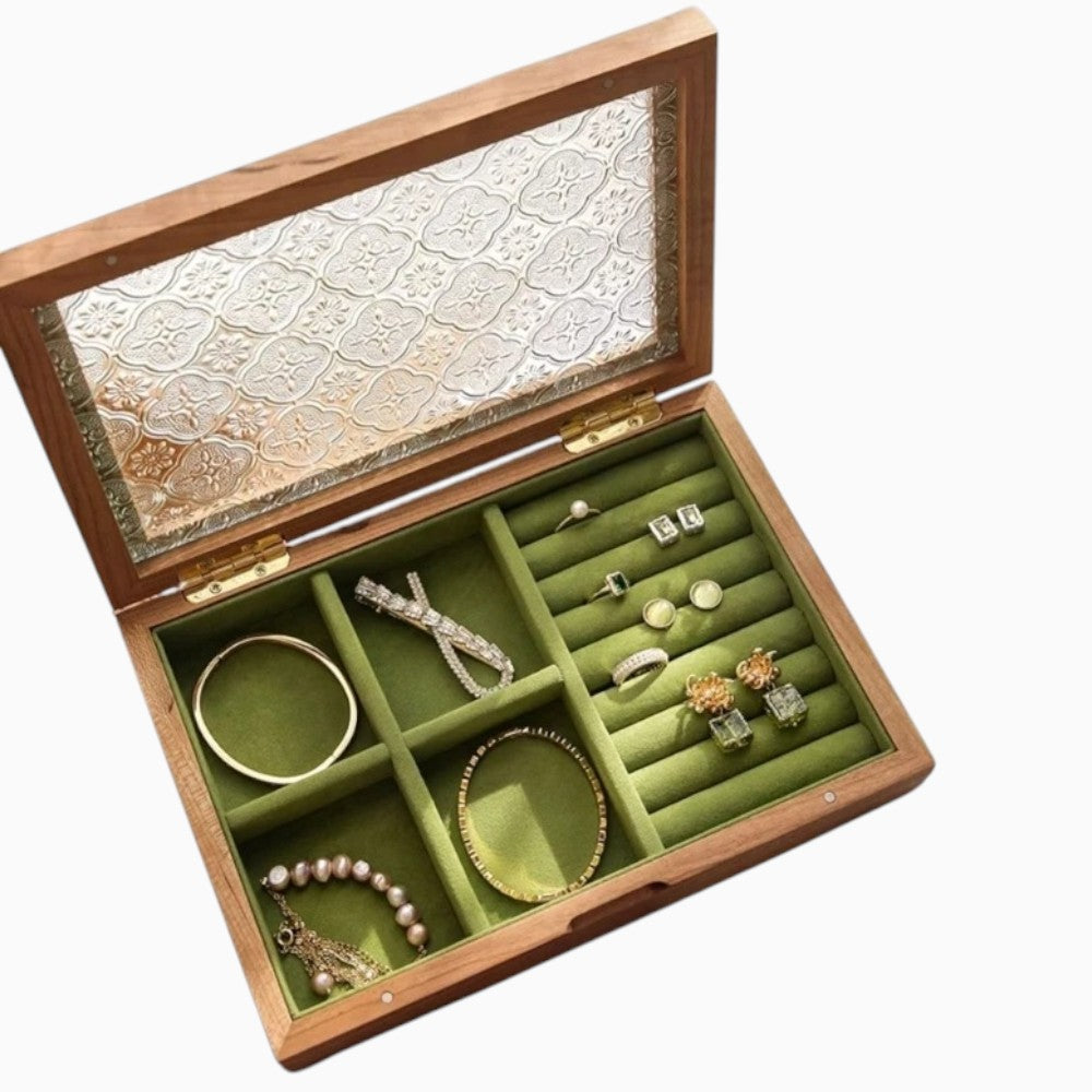 Boîte à Bijoux Vintage Bois Compartiments