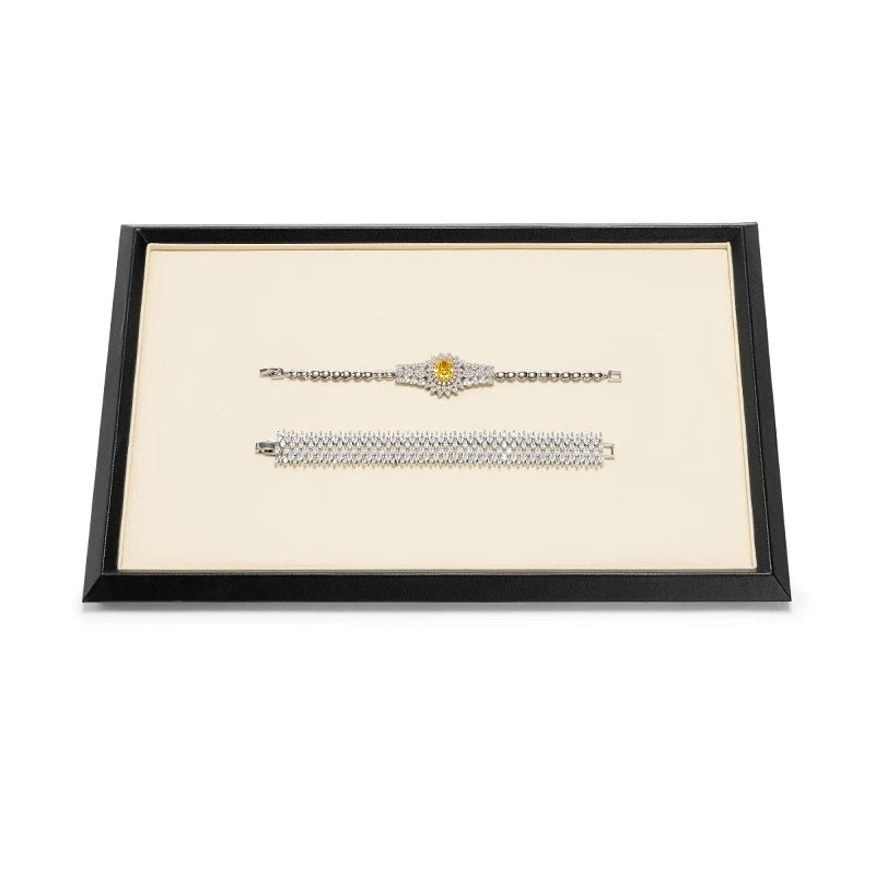 Plateau bijoux simili cuir – cadre noir, grand format