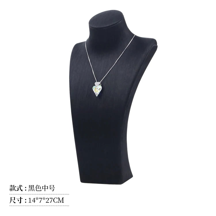 Présentoir Collier Simili Cuir Buste Rotatif