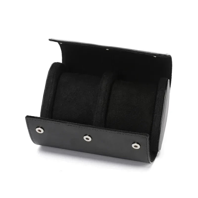 Etui Montre Cuir Lisse Noir Marron Voyage