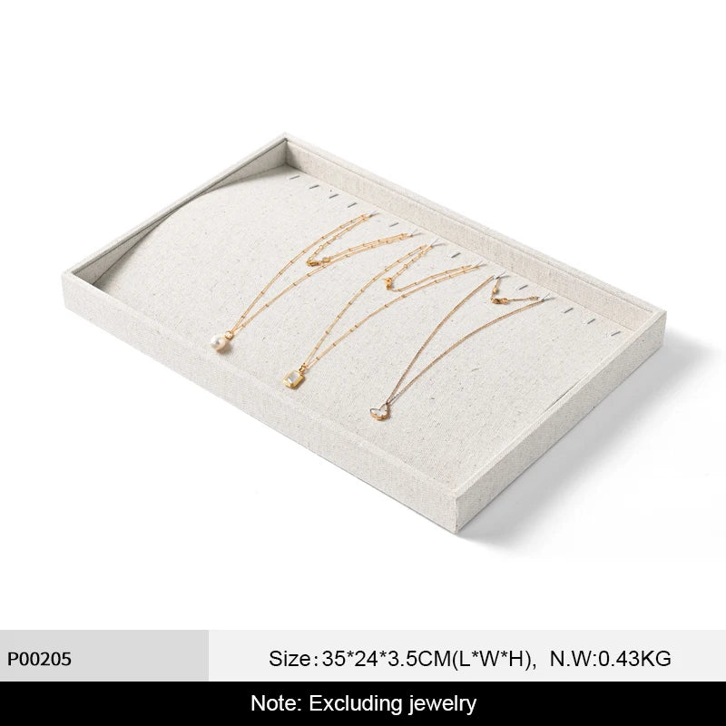Plateau Bijoux Coton Lin Empilable Vitrine