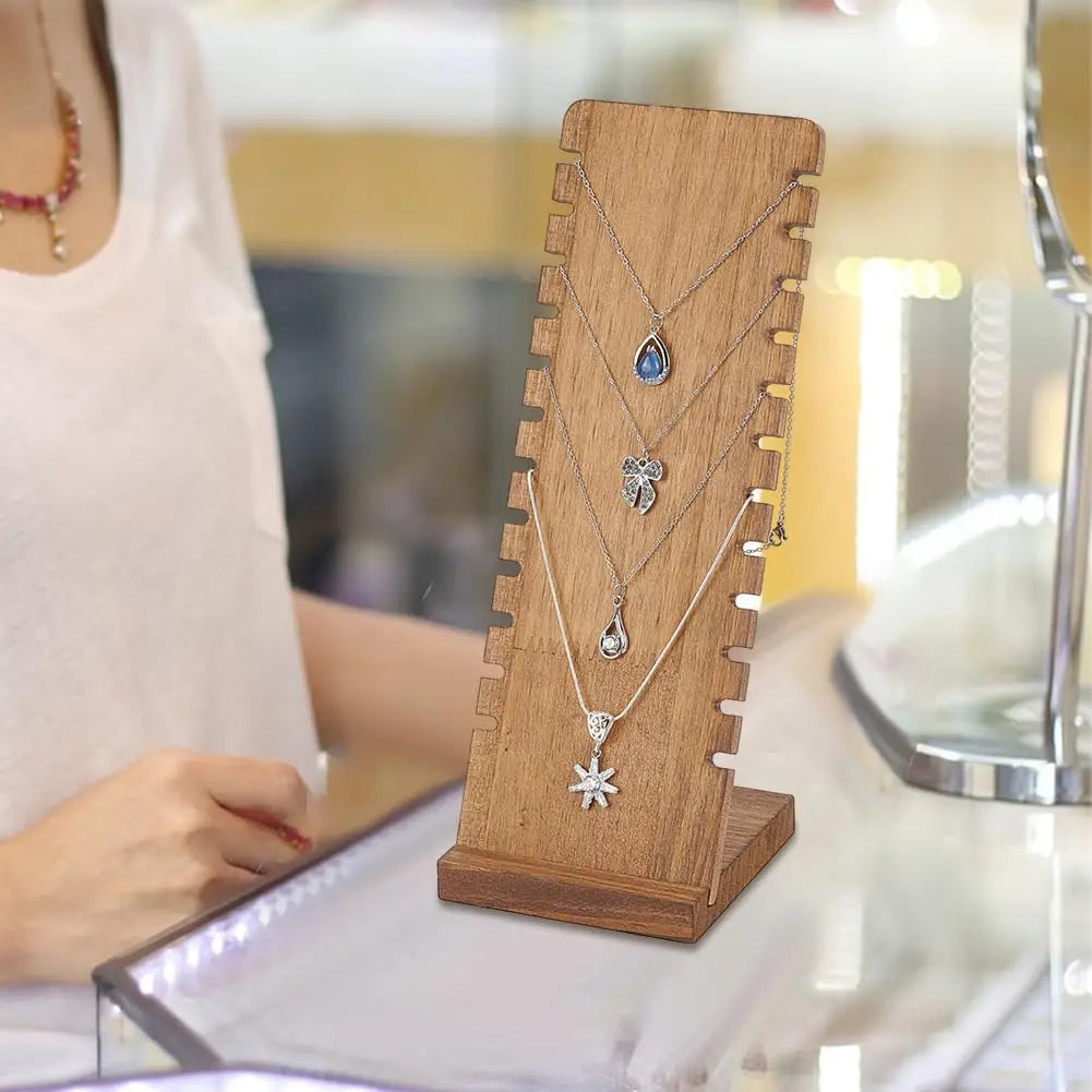 Présentoir Collier Bois Plat Noyer