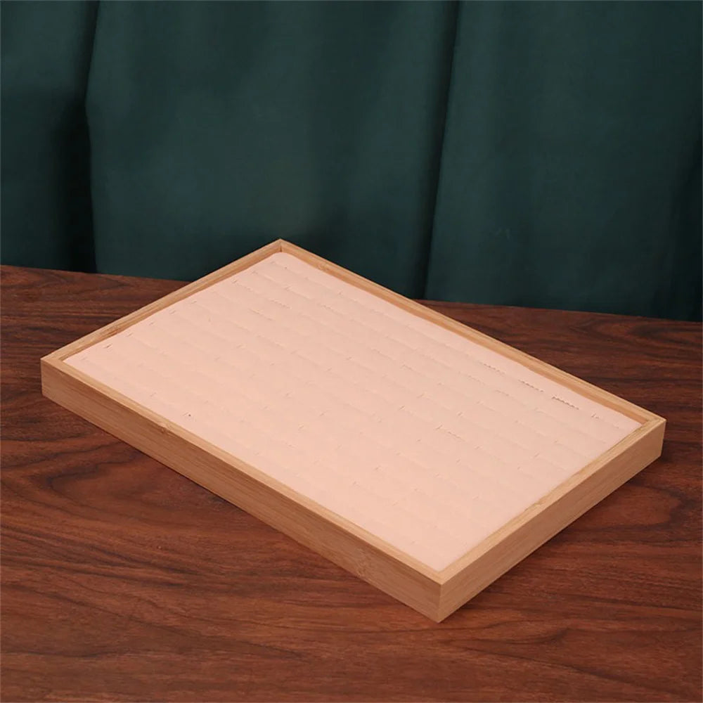 Plateau Bagues Bois Velours 100 Compartiments