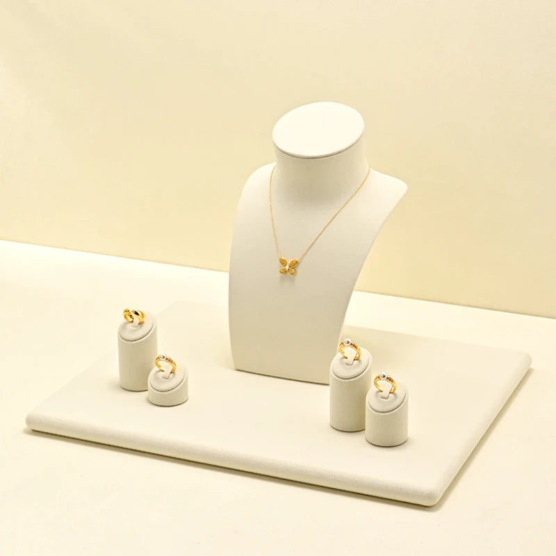 Présentoir Bague Bois Daim Boutique Vitrine