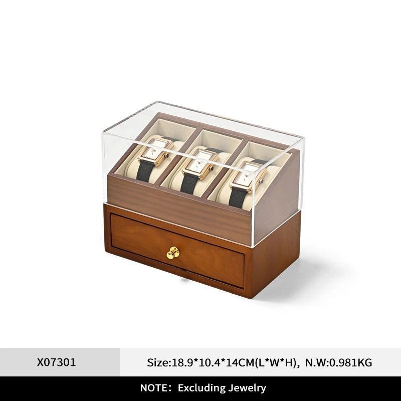 Boîte Montre Bois Bicouche Vitrine Premium