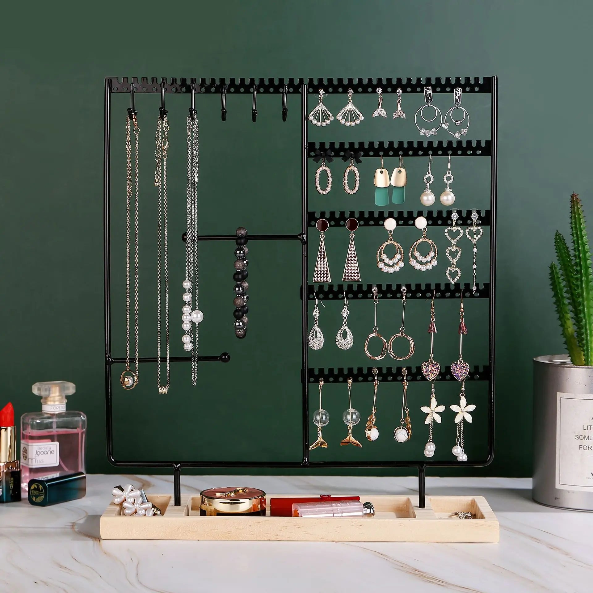 Porte Bijoux Métal Bois Arbre Multifonctionnel