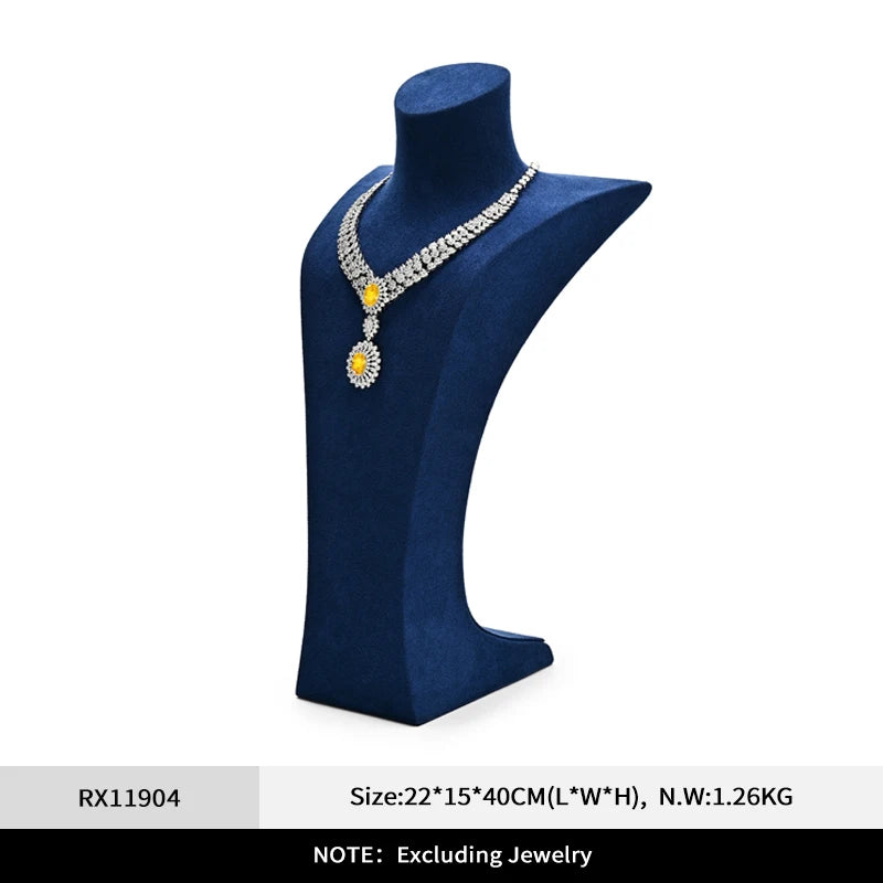 Buste Collier Velours Bleu Premium Mannequin