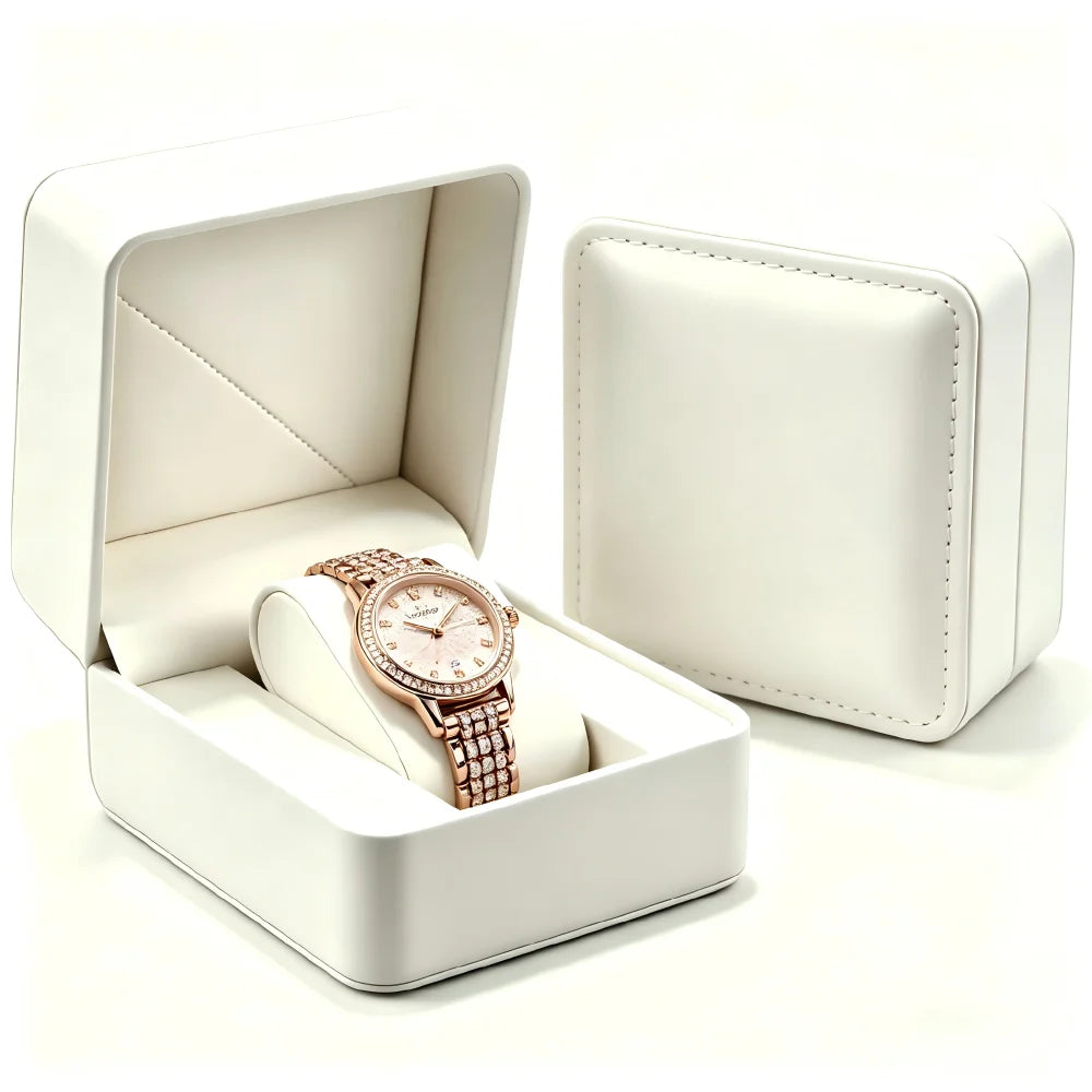 Étui Montre Cuir PU Coussin Coffret Cadeau