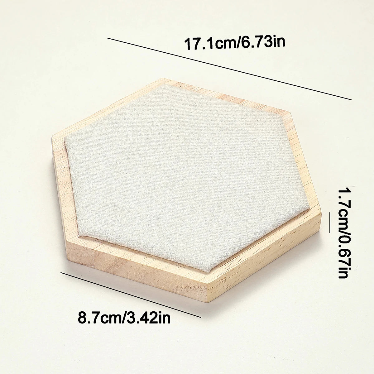 Plateau Hexagonal Velours Bois Bagues Accessoires