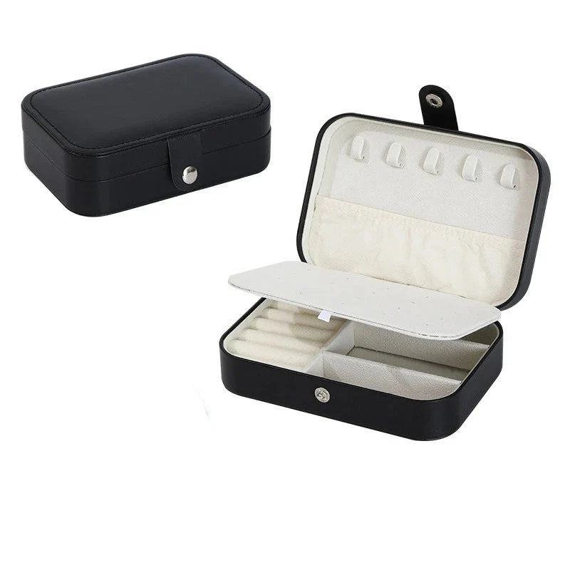 Boîte à Bijoux Cuir PU Miroir Double Étage